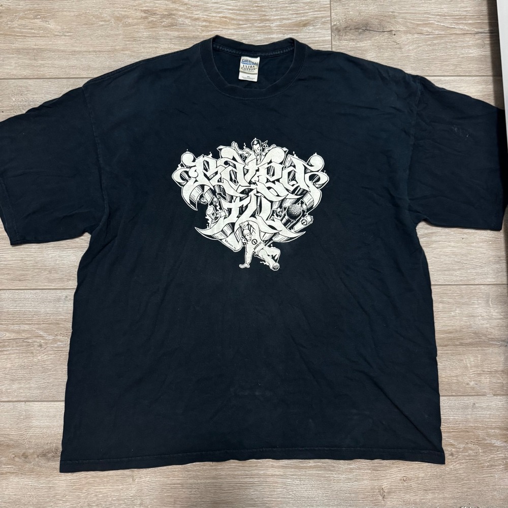 Gildan Rated Ill Graffiti Hip Hop Graphic T-Shirt Mens 2XL Black Short Sleeve